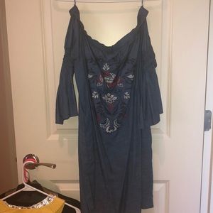 Off the shoulder embroidered dress